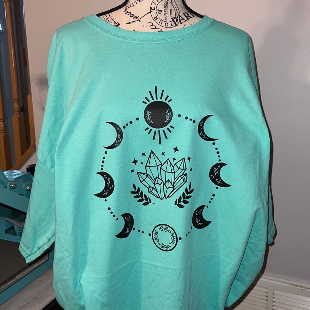 Fruit of the Loom Mint Green Crystal & Moon Graphic Sweatshirt